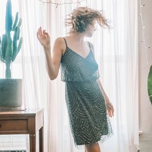 Gray Beaded Adrianna Papell Dress